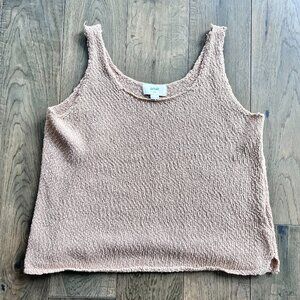 Aerie Knit Tank Top Beige Boxy Crop Minimalist Size S Neutral Cotton